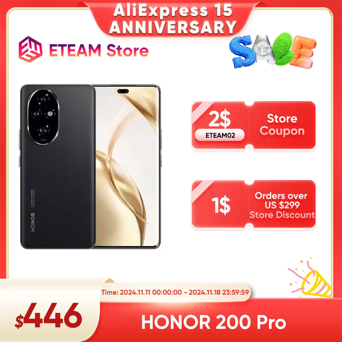 2024 Version mondiale HONOR 200 Pro Snapdragon 8s Gen 3 5G téléphone intelligent 6.78 ''120Hz AMOLED 5200mAh grande batterie 100W SuperCharge