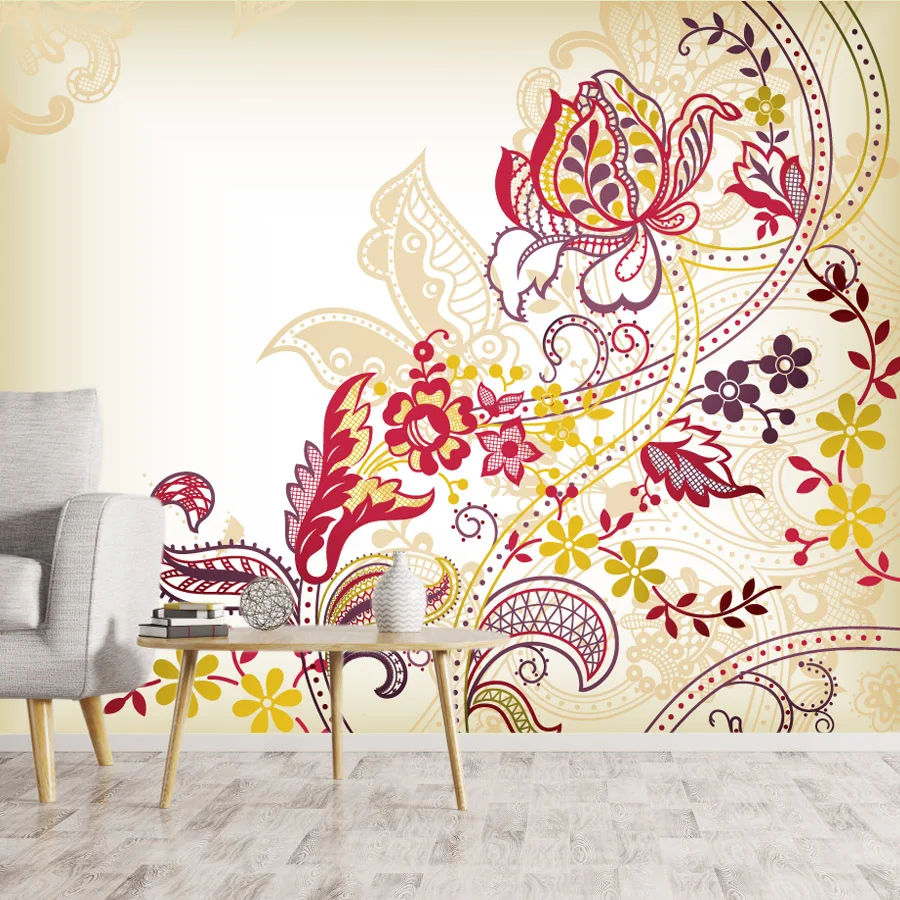 Papel tapiz moderno personalizado extraíble para pelar y pegar, papeles tapiz para pared de salón, decoración del hogar, Mural de renovación Floral Retro
