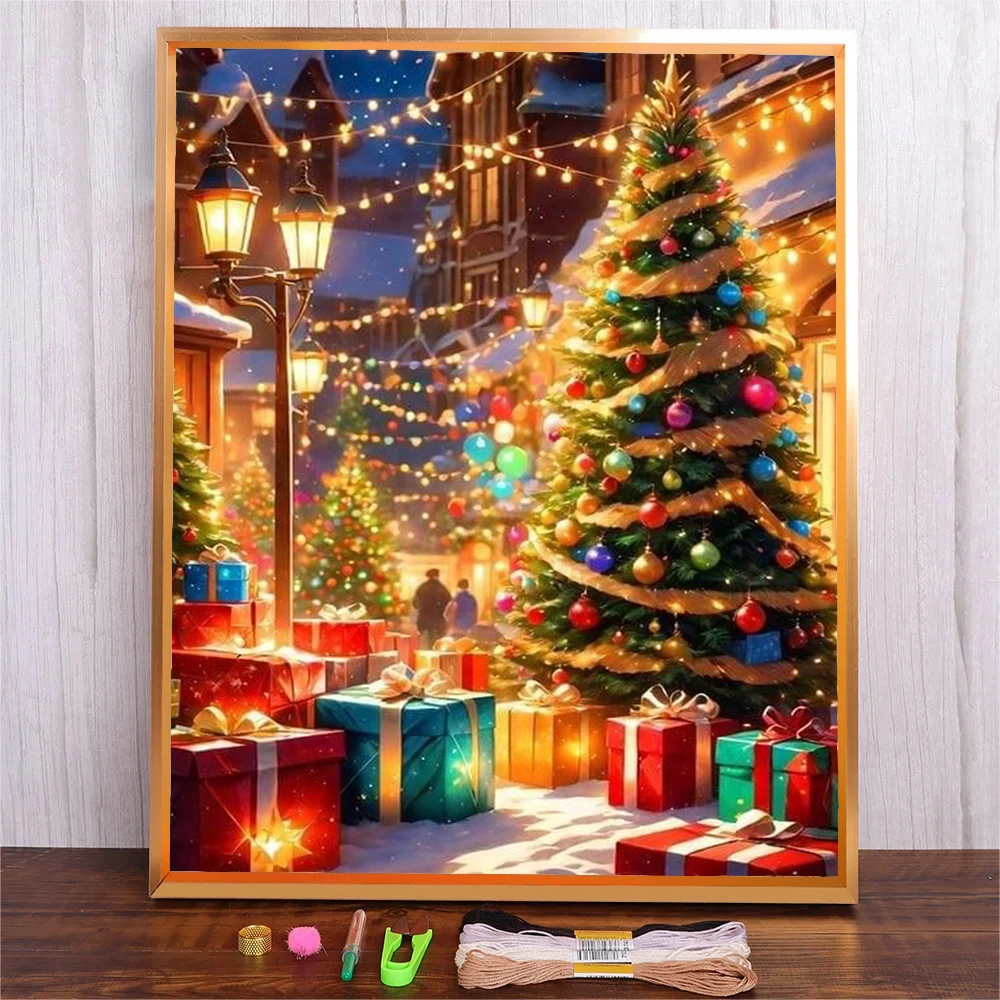 

Home Decoration Needlework Crafts DIY Christmas Tree Patterns Embroidery Starter Kits Landscape Full Range Cross Stitch Set