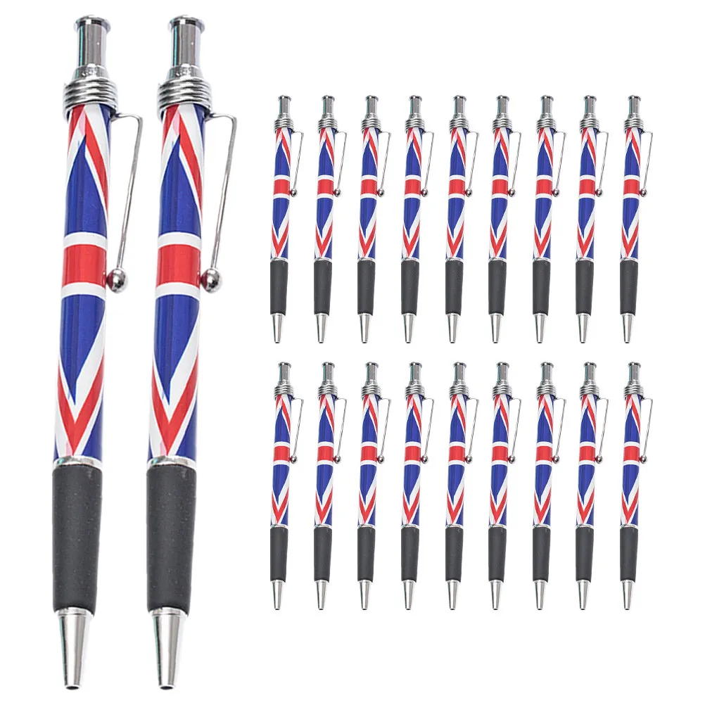 

20 Pcs Flag Pattern Ballpoint Pen for Signing Pens British Writing Tool Comfortable