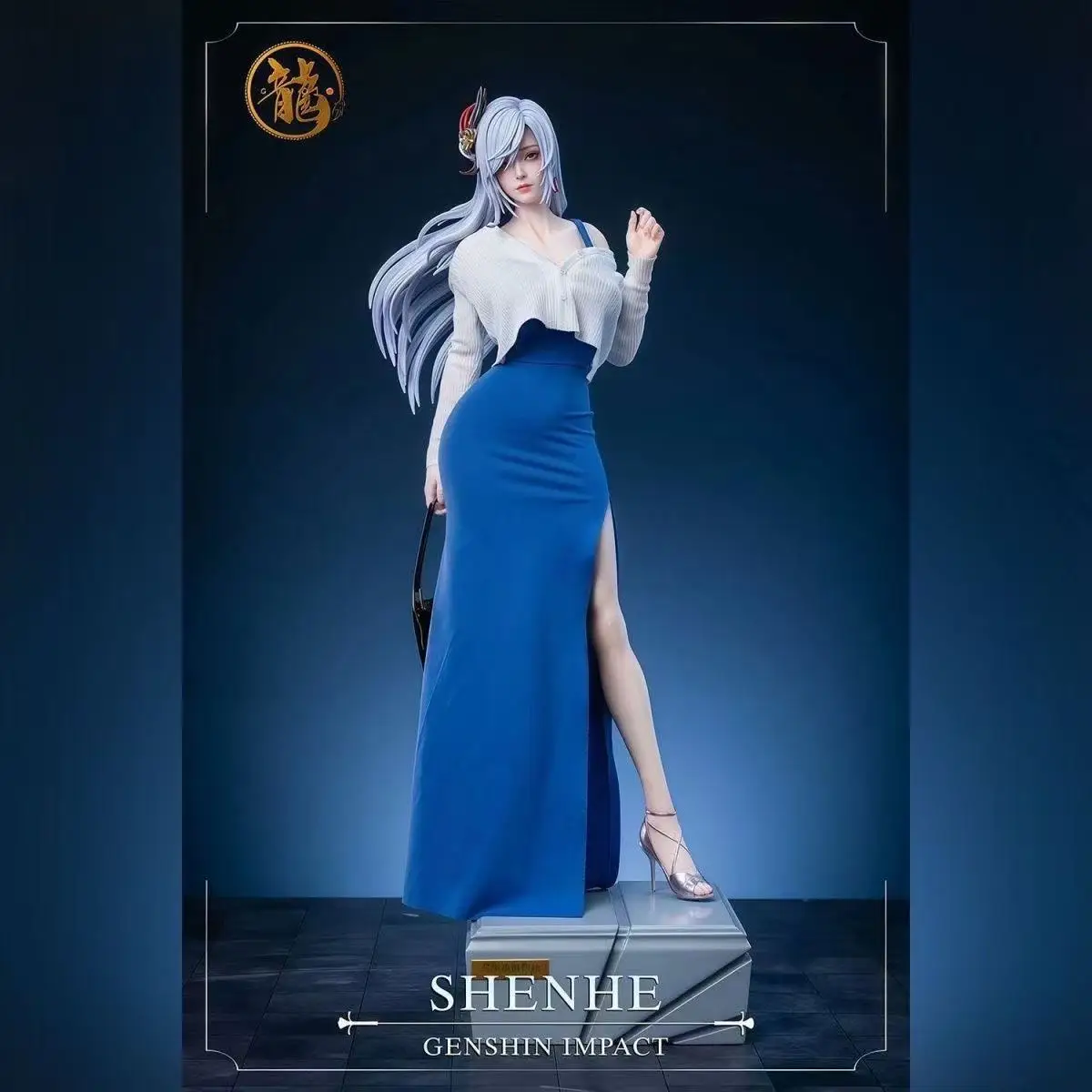 

Shenhe GK Anime Figure Oversized Blue Dress Curvy Beauty Statue Desktop Decor Home Ornament Adult Birthday Collectible Gifts