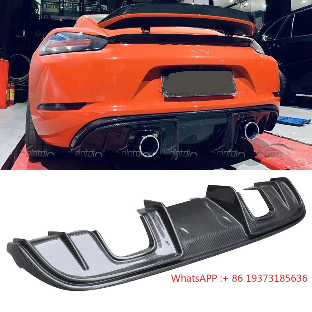 Carbon Body Kit Rear Bumper Lip Fins Spoiler Winglet Splitter Diffuser for Porsche 718 Boxster Cayman GT4