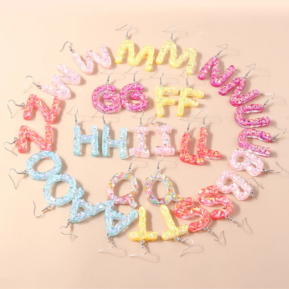 Aihua Bunte Harz-Ohrringe mit Blumen-Initialen, 26 Buchstaben, Kawaii A-Z Alphabet-Charm-Ohrringe für Frauen, Geburtstagsparty-Schmuckgeschenke – Detail 16
