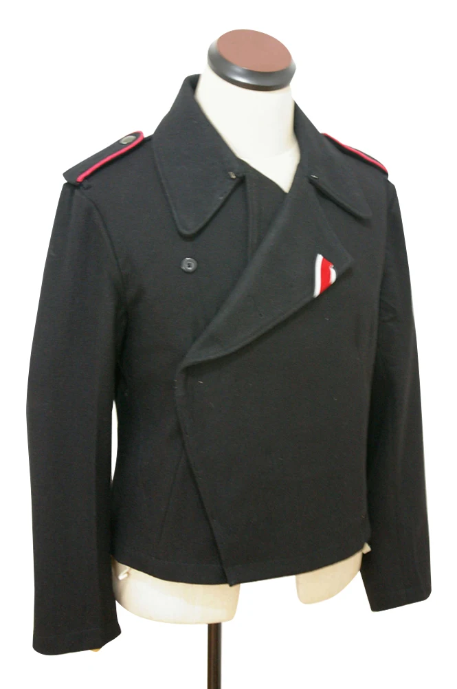 Chaqueta de lana negra Heer panzer, abrigo, WWII, alemán, GUWC-001