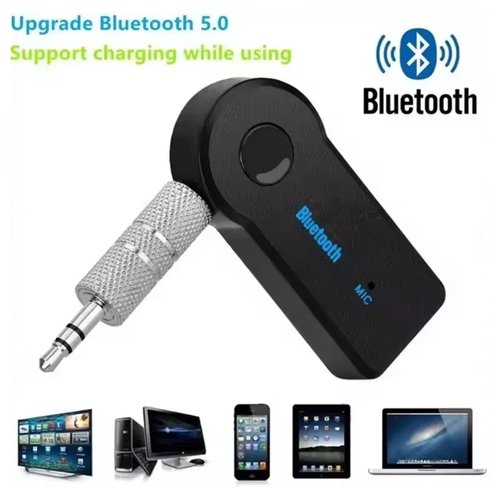 Car Bluetooth 5.0 AUX Audio Receiver 3.5mm Jack Wireless Bluetooth Audio Adapter Hands-Free Calling Stereo Music Audio Converter