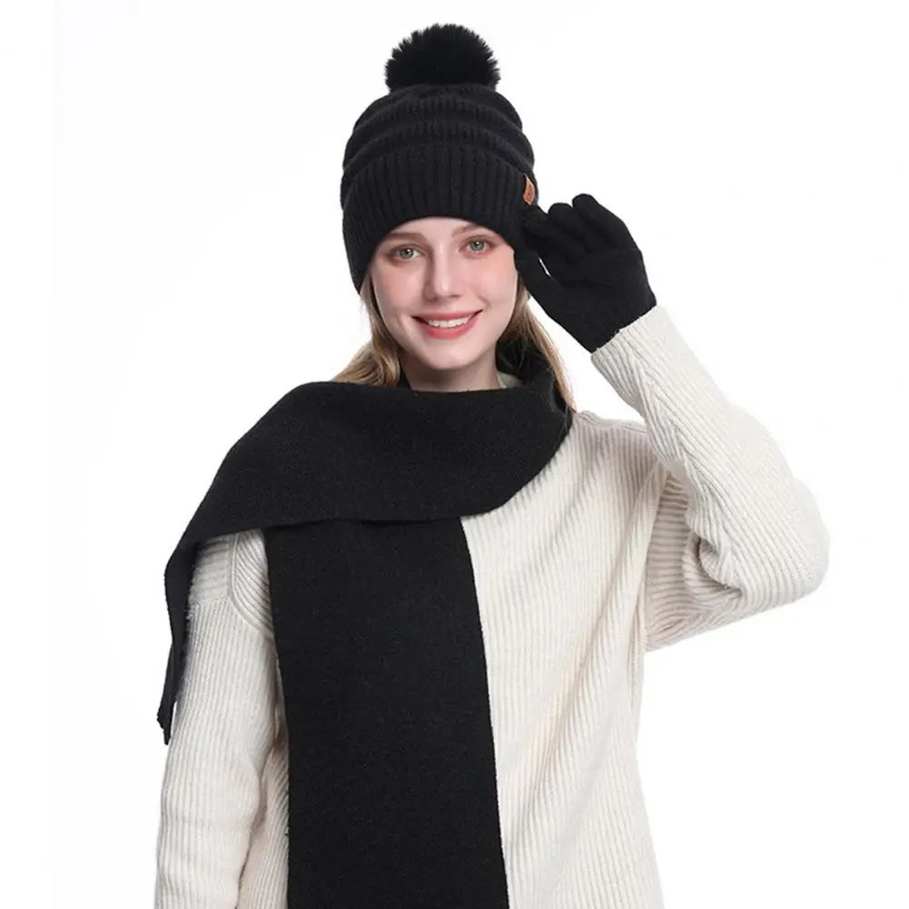 

Windproof Scarf Women's Winter Knit Beanie Scarf Gloves Set Cozy Cold Weather Accessories for Outdoor Activities Windproof Dome