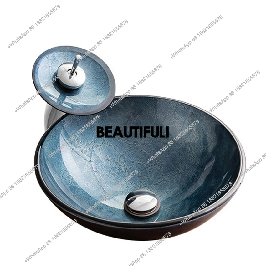 

Настольная раковина из закаленного стекла, одинарная раковина для ванной комнаты