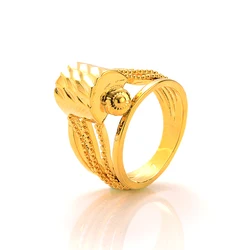 24K Gold Plated Fashion  Big Rings For Women Gold Color Elegant Finger Ring Ethiopian Dubai Africa Wedding Gift Jewelry