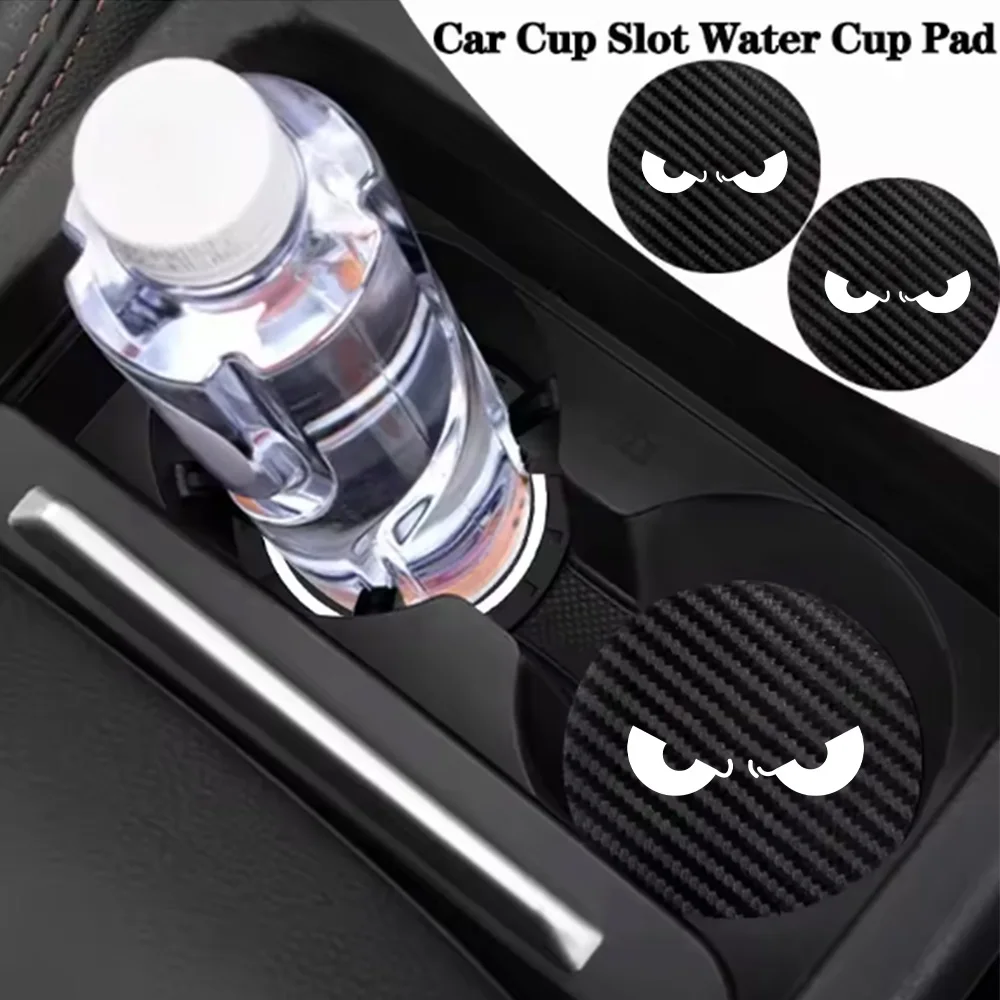 Devil's Eye White Car Interior Accessories Carbon Fiber Pattern Cup Mat Car Accessories Collection Non-Slip Mat Cute Cartoon Storage Slot Decorative Storage Mat