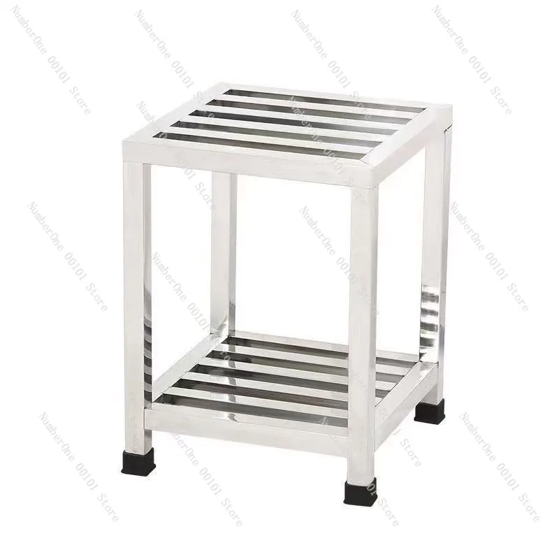 Minimalist Stainless Steel Floor Flower Stand Thickened Heavy Duty Four Leg Storage Rack Non Slip Bathroom Shower Stool