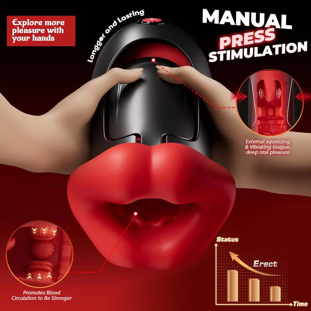 APP Control Squeezable Electric Male Masturbator Cup Deep Throat Mouth Blowjob Vibrator 360° Wrapped Pocket Puss Sex Toy for Men view 3