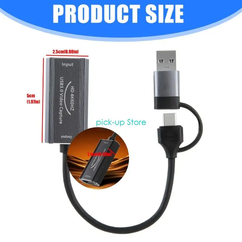 Q5wa 4k Captura vídeo Tipo C+USB para HDTV Gravador vídeo para capa câmera câmera jogo gravação ao