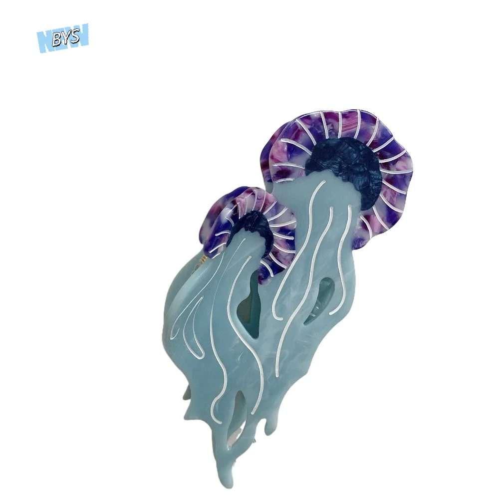 

Creative Animal Jellyfish Hair Claw Ocean Series Korean Style Hair Grab Clip Shiny Colorful Large Shark Clip Daily