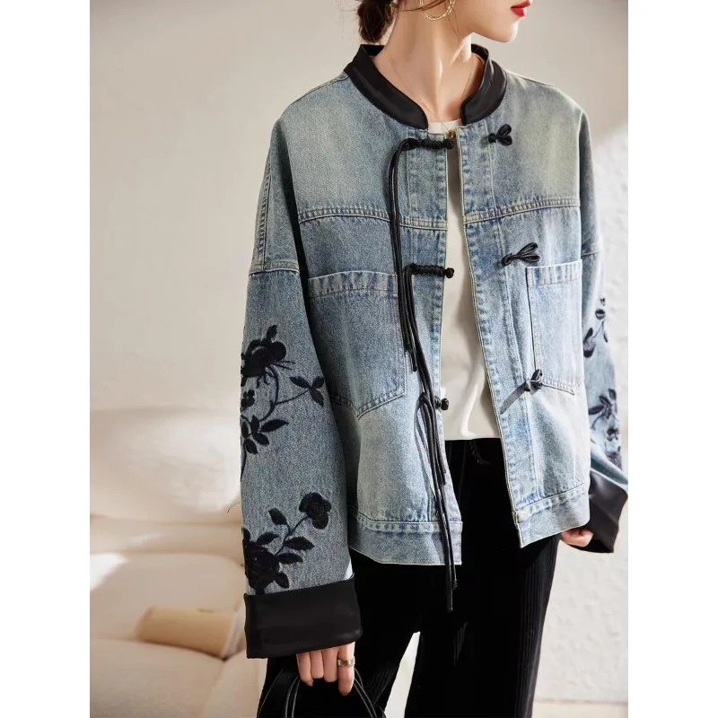 Women's Autumn Spring Top Coat Denim Snap Button Retro Simple Comfortable Casual Design Fashion Advanced Soft Versatile Skinny