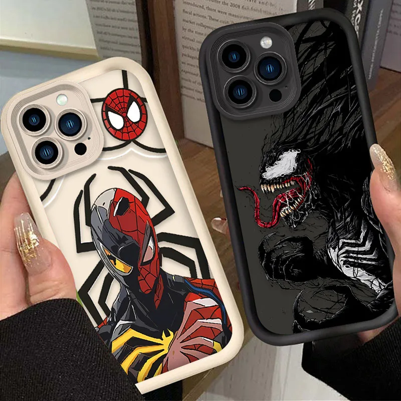 Marvel Venom Spider Man Soft Silicone Case For iPhone 16 15 14 13 12 11 Pro Max X XS X S Max XR SE 2020 7 8 Plus Protector Cover