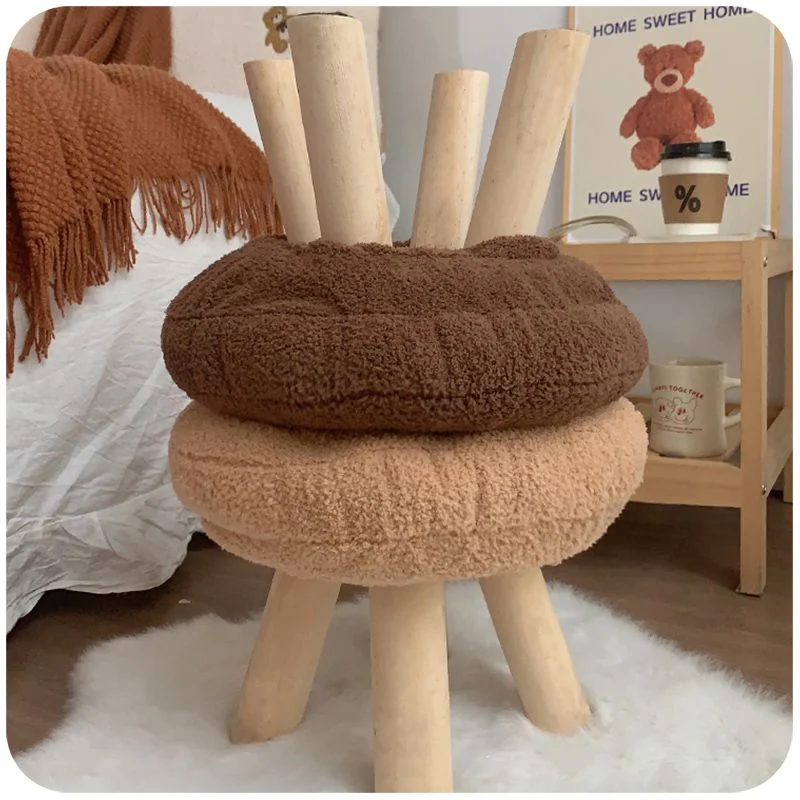 Creative Stool Nordic Furniture Solid Wood Small Stool Spherical Stool Removable Washable Furniture Round Ottomans Ins Pouf