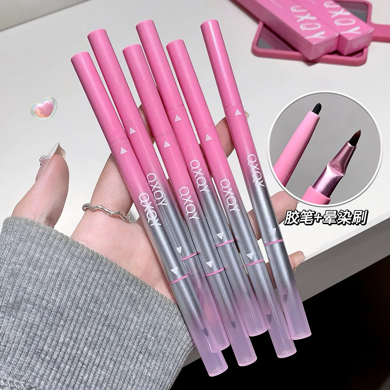 Punk Red Eyebrow & Eyeliner Gel 2 In 1 With Angled Brush Smudge-Proof Waterproof Creamy Smooth for Brows & Under Eye Makeup