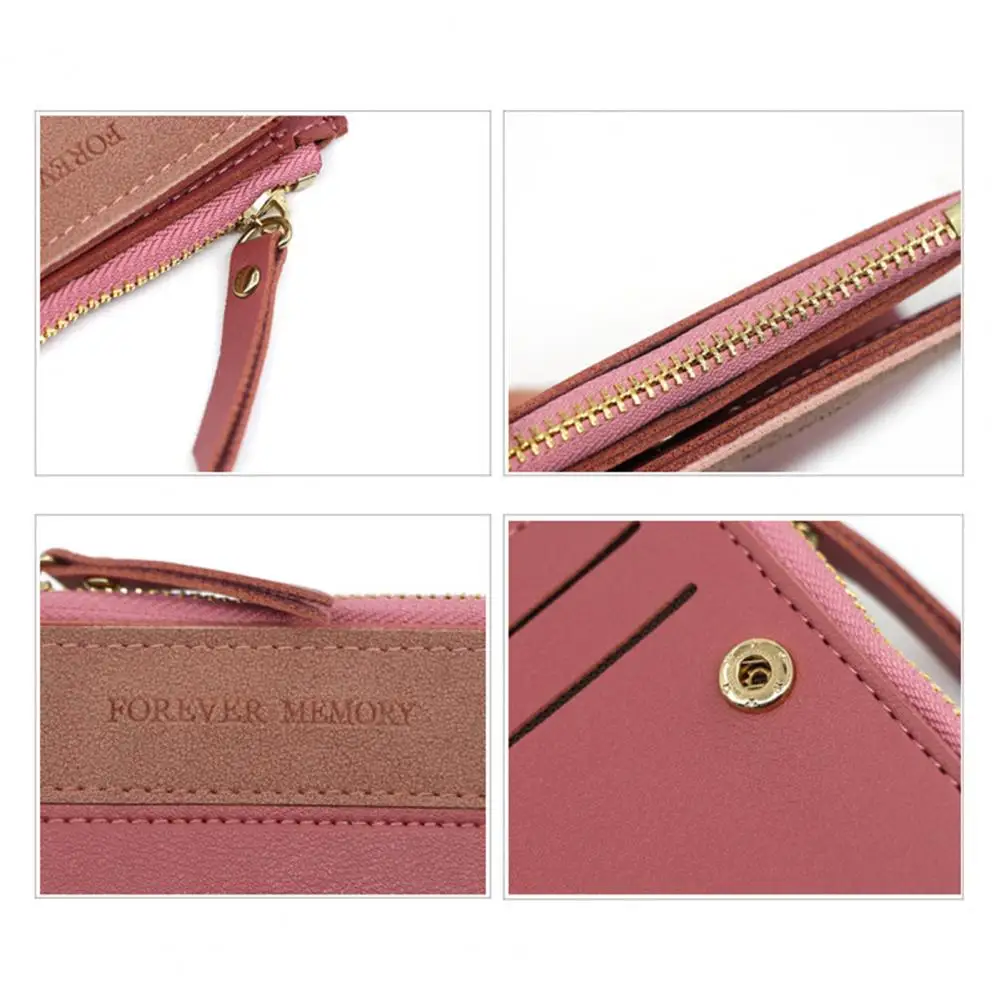 Stylish Small Wallet Smooth Zipper Slim Wallet Multi-slots Small Wallet Coin Purse Money Case  Credit Card Holder