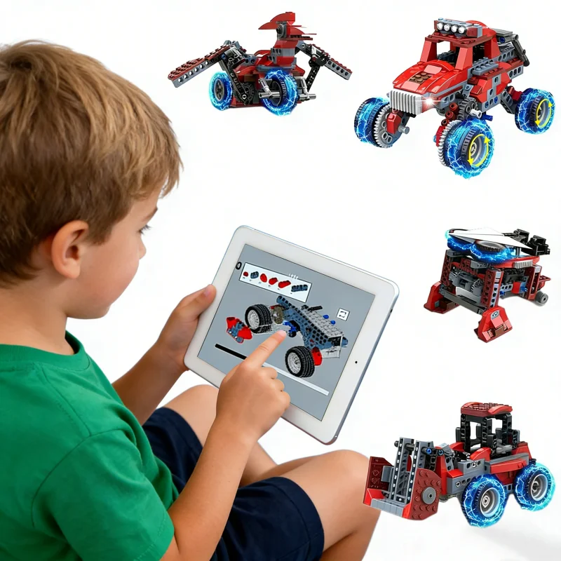 Apitor Build Robot DIY 8 in 1 STEM Kits for Kids, DIY Electronic Monster Truck Building Kit, STEM Toys for Boys Craft Projects