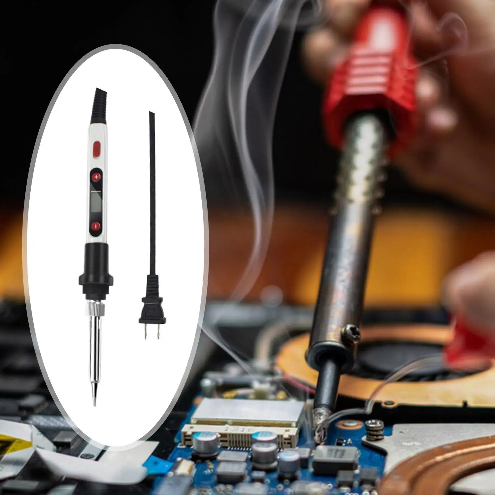 Soldering Iron Adjustable Temperature Welding Tool, Portable US Adapter 60W LCD