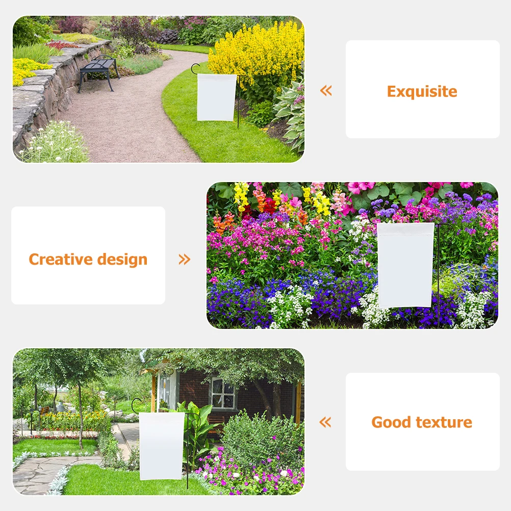 

12Pcs Blank Garden Flags White DIY Decors Outdoor Yard Lawn Banner for Festive Atmosphere Blank Garden Flags Patio Flag