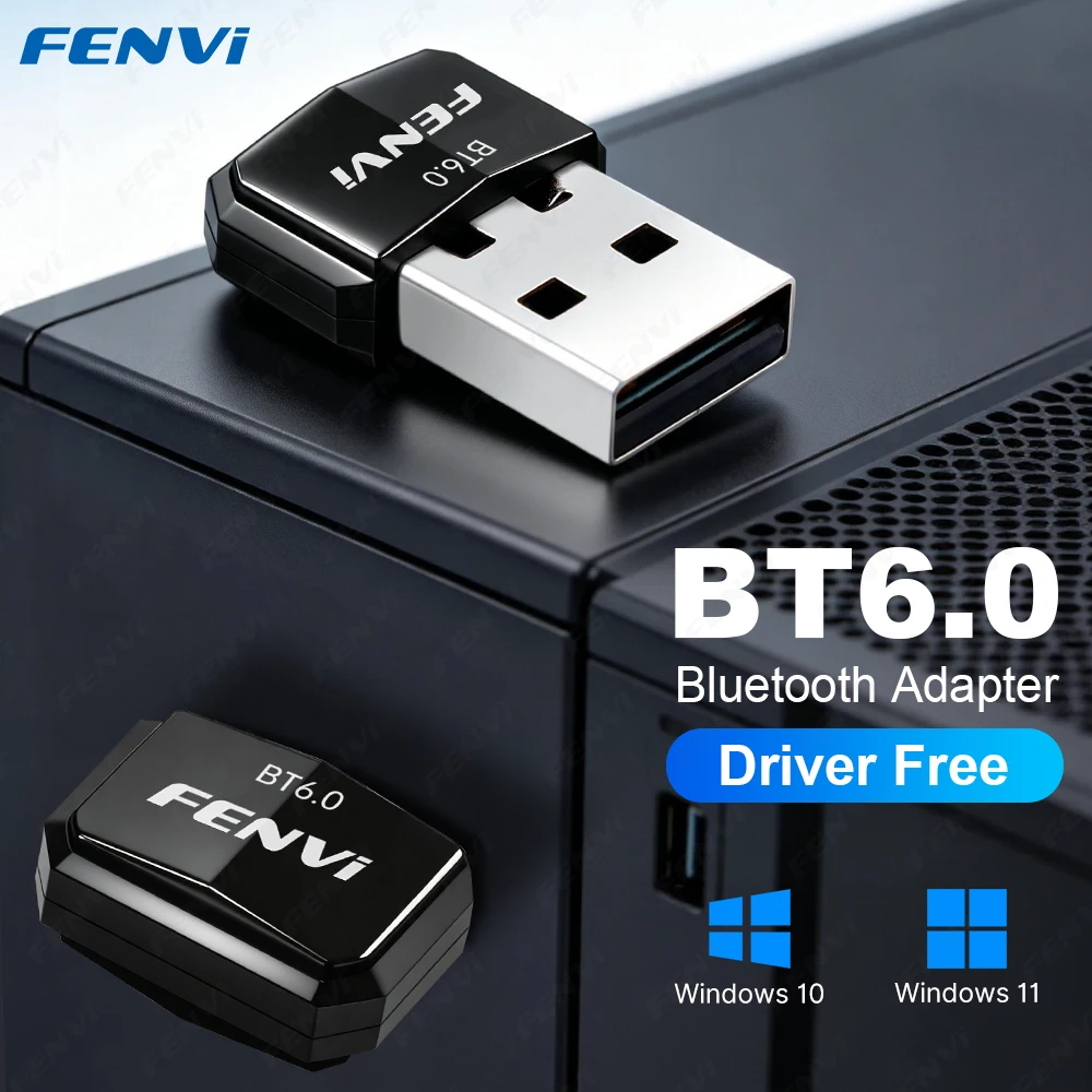 

fenvi USB Bluetooth 6.0 Adapter Transmitter Receiver BT6.0 Wireless Dongle for Windows 11/10/8.1 Keyboard Mouse Speaker
