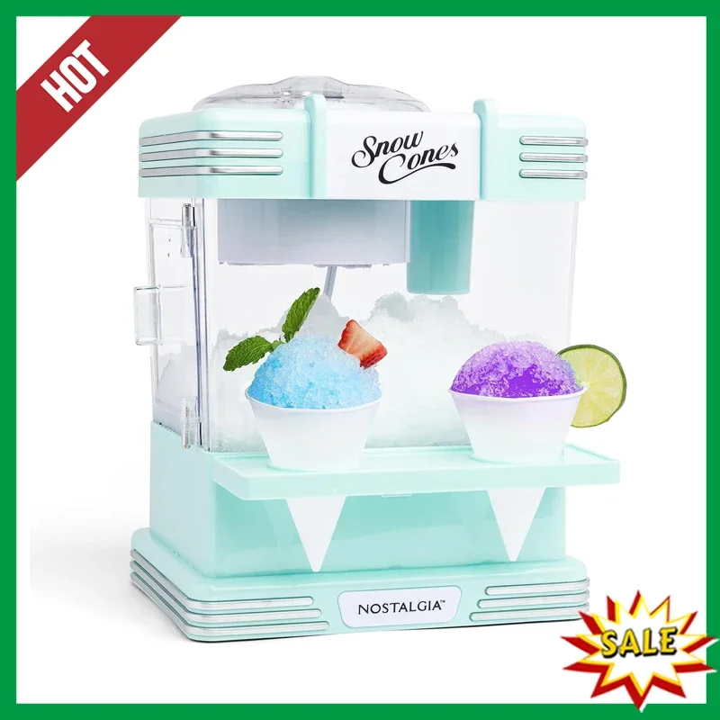 

NEW Snow Cone Shaved Ice Machine - Retro Table-Top Slushie Machine Makes 20 Icy Treats - Includes 2 Reusable Plastic Cups