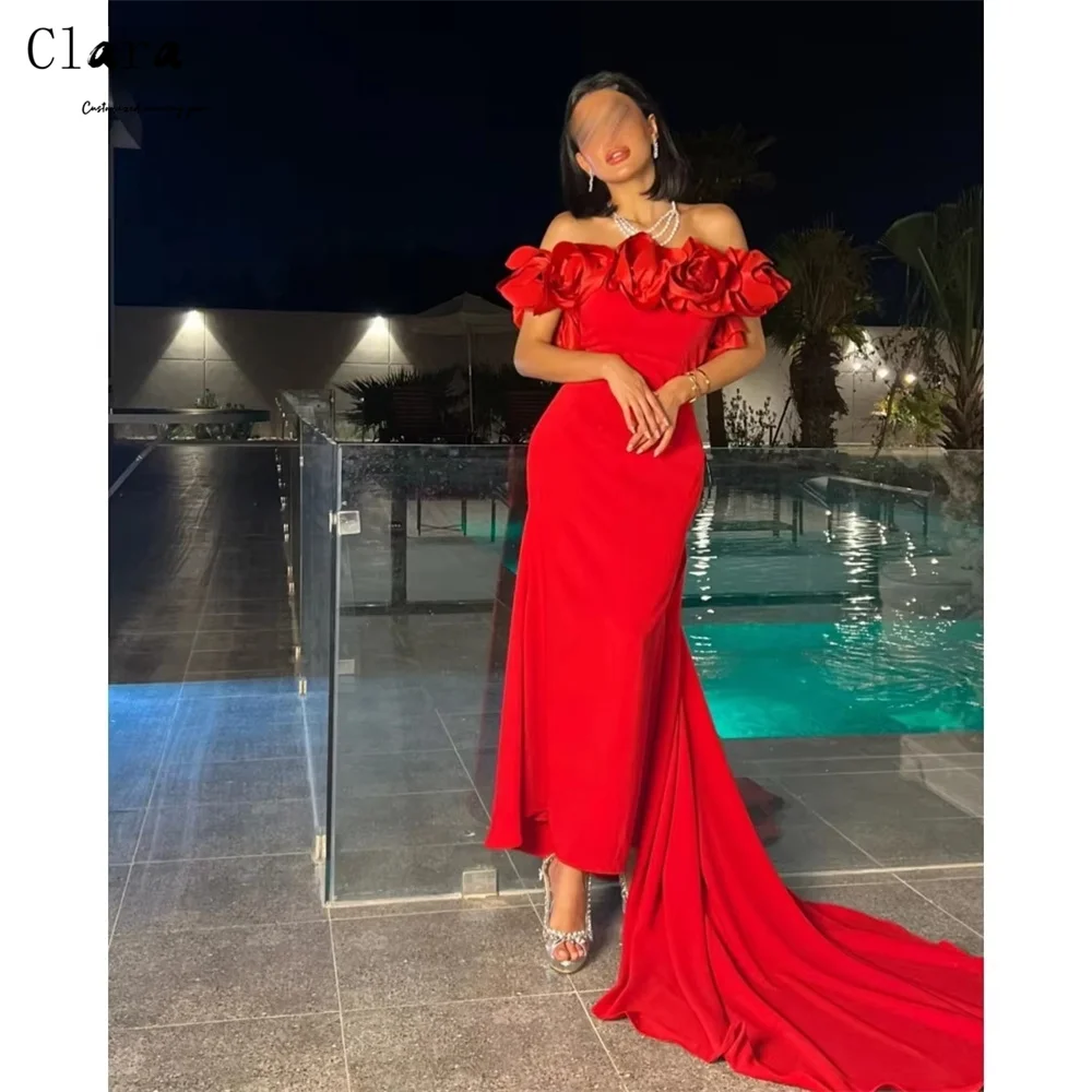 

Clara Custom Red Flower Off-shoulder Sweetheart Evening Dresses for Women Party Dresses Luxury 2025 Women's Prom Dress 2025 Gala