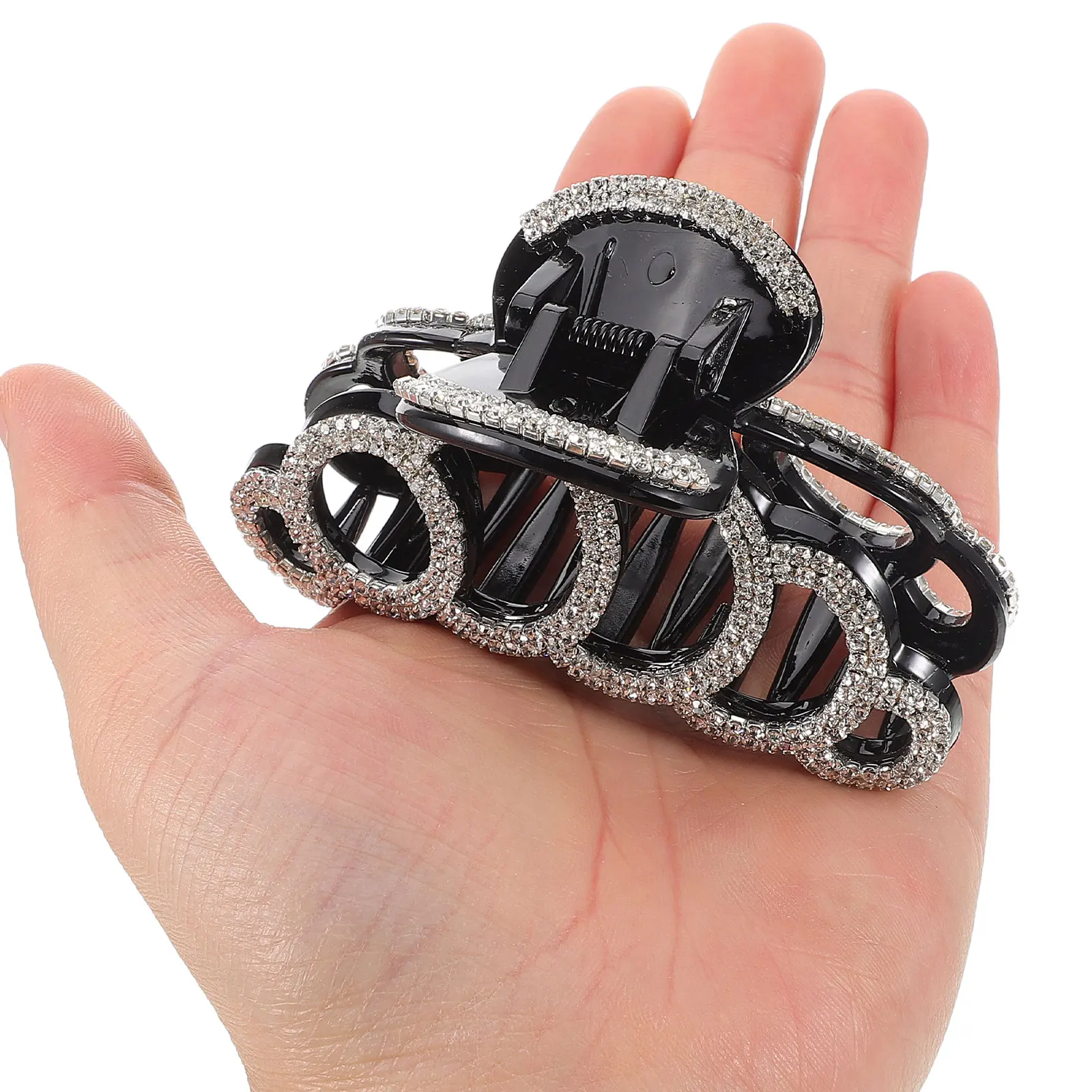 Pinza para el pelo con diamantes de imitación grandes, herramienta de estilismo para lavado de cara y ducha con brillo de resina, accesorio diario para mujer, pinzas para el cabello