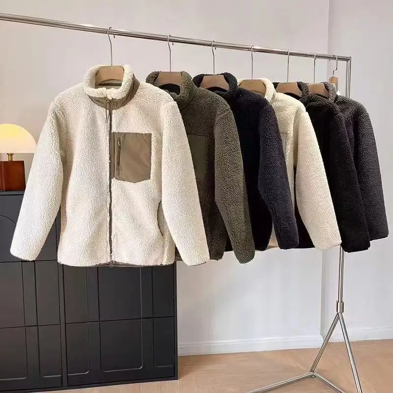 

Winter New Faion Men's And Women's Windproof Fce Jaet Outerwear Loose Fit Youthful ular Long Sve Zipper Closure