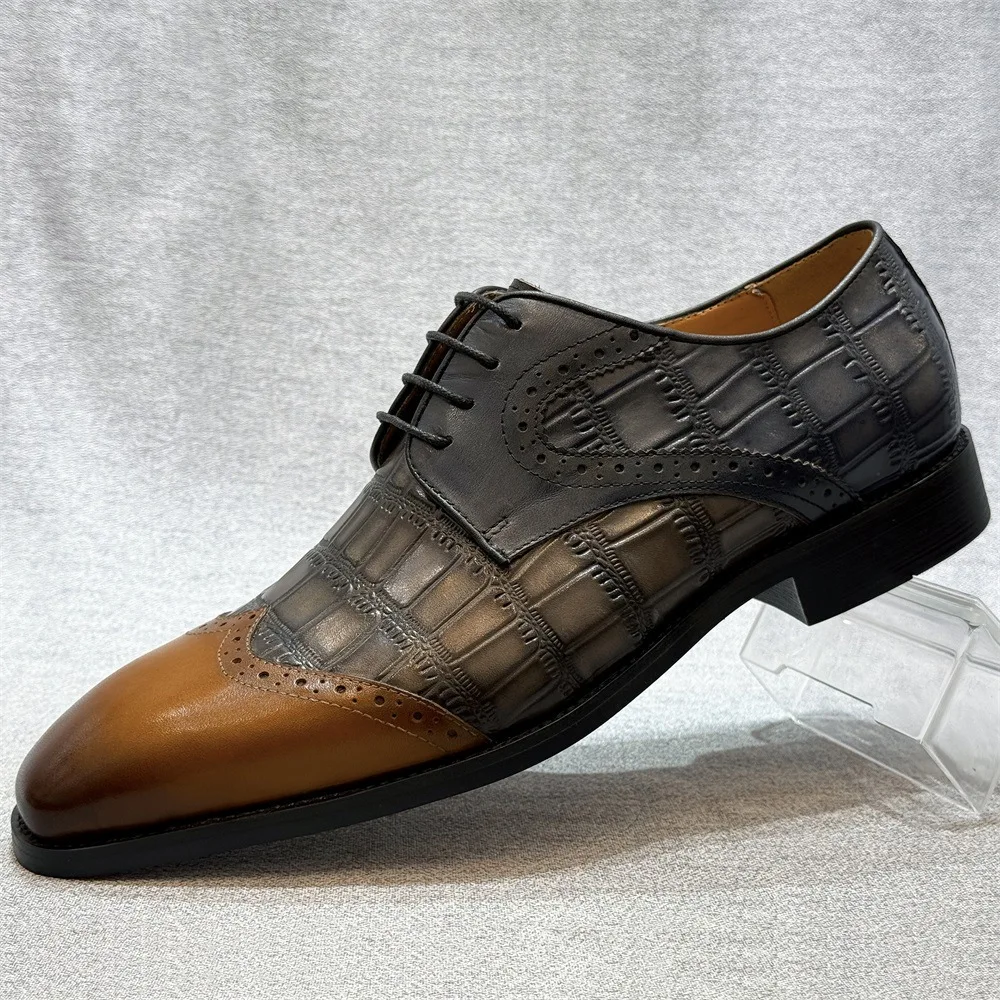 High End Handmade Cowhide Men's Weddings Gentlemen Versatile British Business Casuals Formal Leather Suede Loafers Oxford Shoes