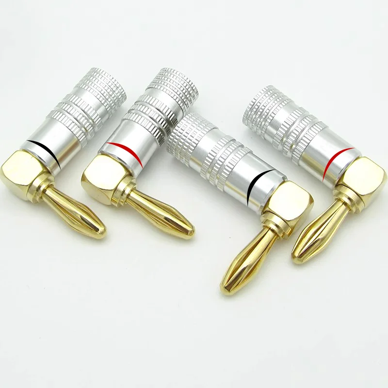 10PCS 4mm Elbow Banana Connector 90 ° Right Angle Banana Plug For Video 24K Gold Plated Speaker Copper Adapter