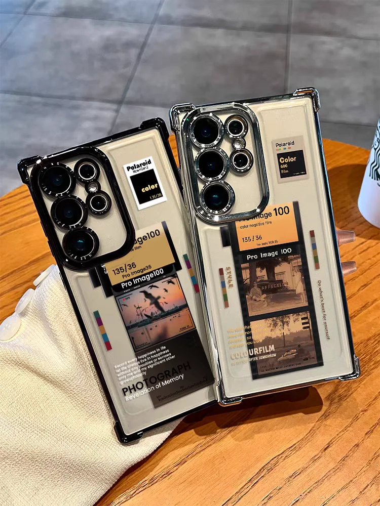 

Chrome Phone Case for Samsung Galaxy S25 S24 S23 S22 S21 Ultra FE Plus Transparent Camera Protection Anti-Drop Male Female Scene