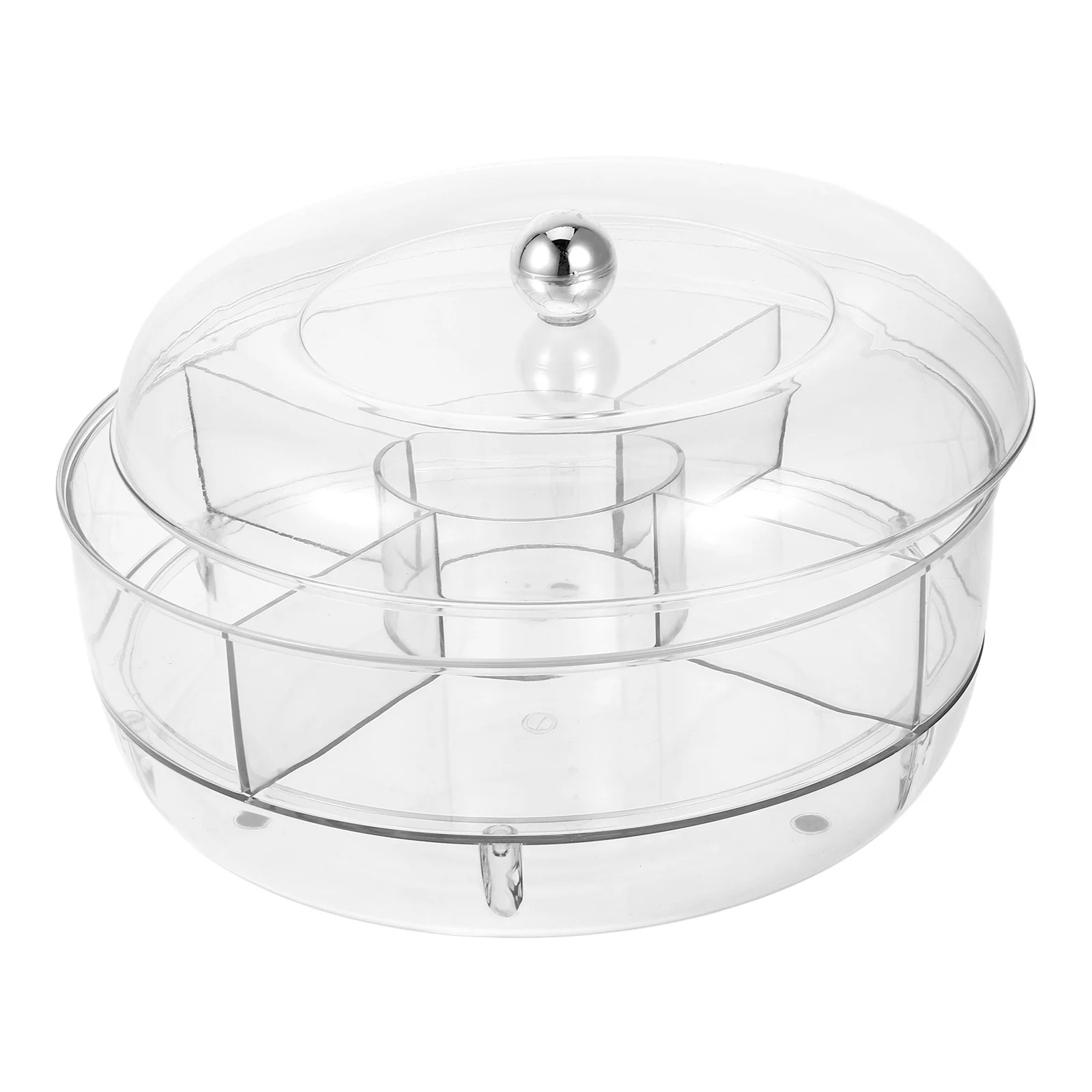 

Fruit Serving Tray With Lid Round Rotating Snack Container Ice Layer Compartment ° Rotation Chilled Storage For