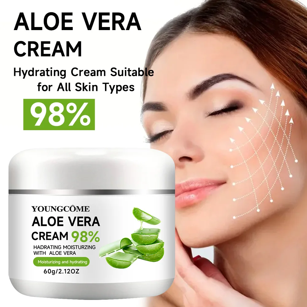 98% crema Facial de Aloe Vera hidratante Facial antienvejecimiento blanqueamiento cuidado de la piel reparación desvanecimiento líneas finas eliminador de arrugas crema Facial