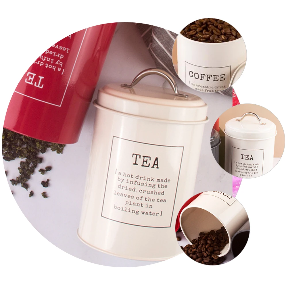 

3 Pcs Storage Jar Tea Coffee Beans Leaf Canister Kitchen Jars Metal Iron Sugar Cans