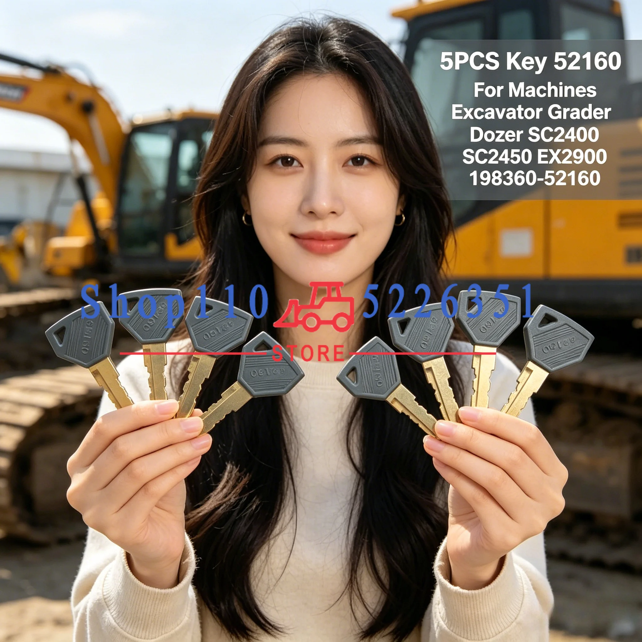 

5PCS Key 52160 For Machines Excavator Grader Dozer SC2400 SC2450 EX2900 198360-52160