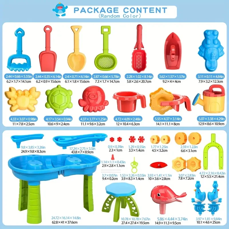 เด็กของเล่นชายหาดกลางแจ้งโต๊ะน้ําเล่นสระว่ายน้ําทรายแพลตฟอร์มในร่มและกลางแจ้ง Multi-Functional ของเล่นชายหาดสําหรับเด็ก