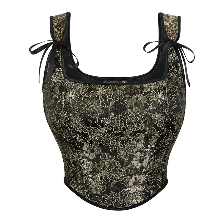 ゴシックレースアップオーバーバストコルセットクロップトップ女性ヴィンテージビスチェベストタンクボディスボディシェイパー胴鎧