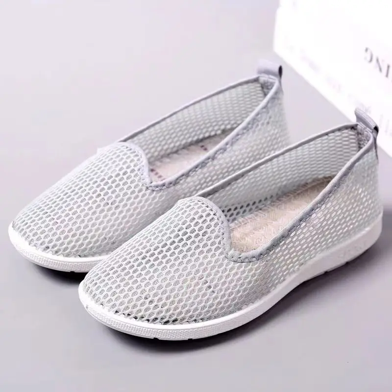 New Woman's Summer Mesh Hollow Flat Sole Casual Shoes Soft Sole Non Slip Breathable Slip On Light Walking Shoes Ballet Shoes image 3