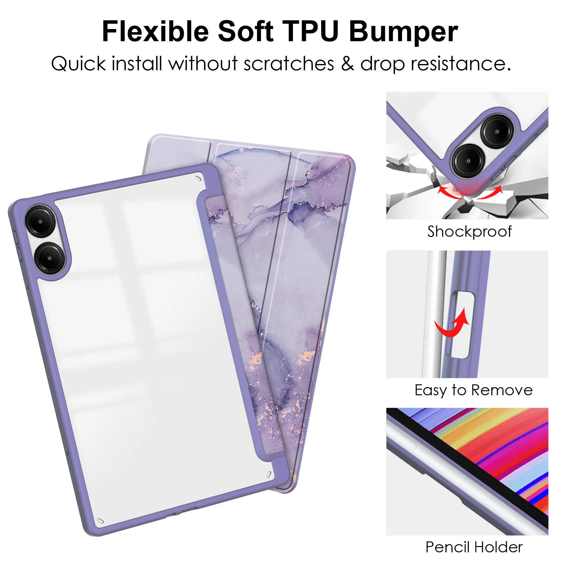 Für Xiaomi Poco Pad Redmi Pad Pro 12.1 Hülle Acryl Dreifach Faltbarer Ständer Stifthalter Stoßfeste Abdeckung – Detail 1
