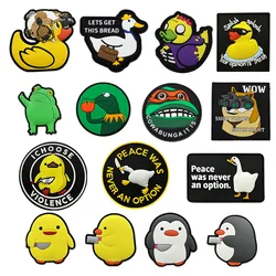 Funny Cartoon Personality Yellow Duck Goose Frog PVC Morale Patch Violence Peace Backpack Velcro Armband Humor Tactical Patches