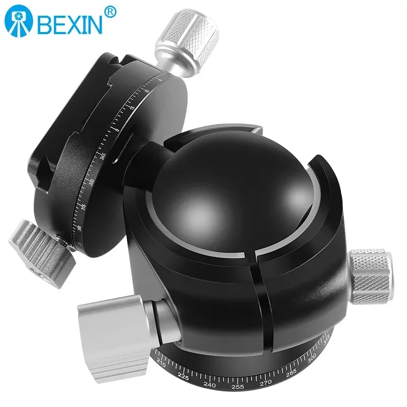 50mm Tripod Head Aluminum Professional Low Profile Ball Head Mount Arca Swiss Quick Release Plate for Camera Panoramic Ballhead