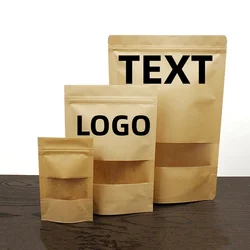 50pcs Kraft Paper Clear Window Zip Lock Bag Doypack Self Sealing Ground Coffee Capsule Sex Cosplay Socks Gloves Gifts Pack Bags