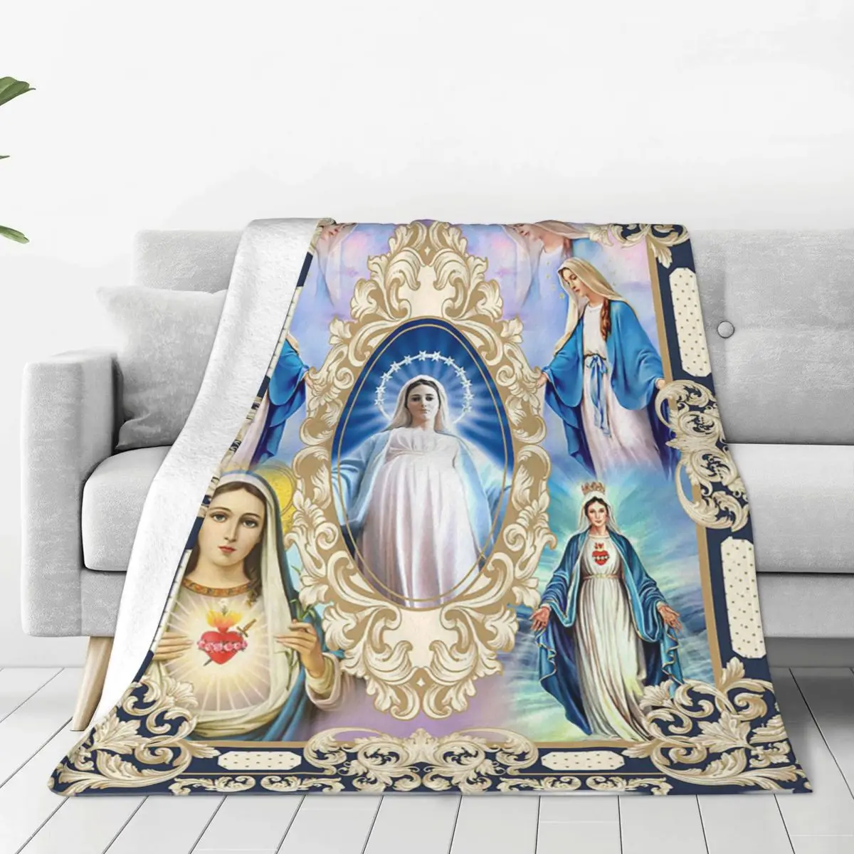 

Our Lady Of Guadalupe Fleece Throw Blankets Virgin Mary Christian Blanket for Sofa Outdoor Ultra-Soft Plush Thin Quilt