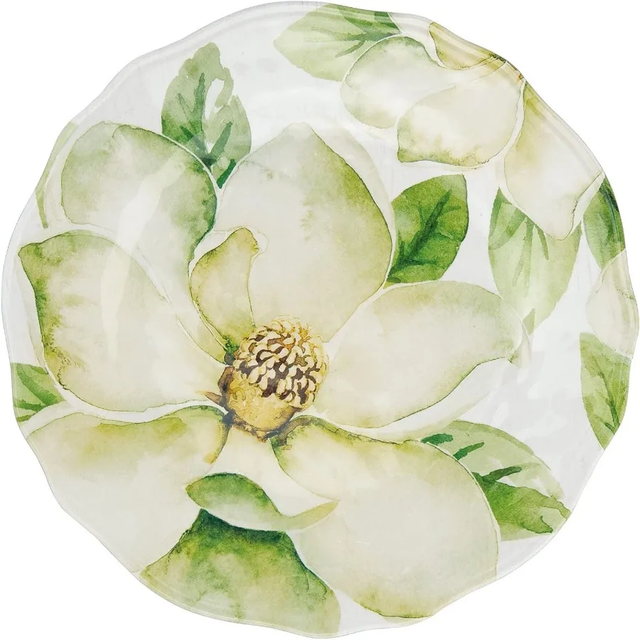 Conjuntos de louças de melamina magnólia de 12 peças, conjunto de pratos ao ar livre, conjuntos de pratos e tigelas, serviço para 4, verde