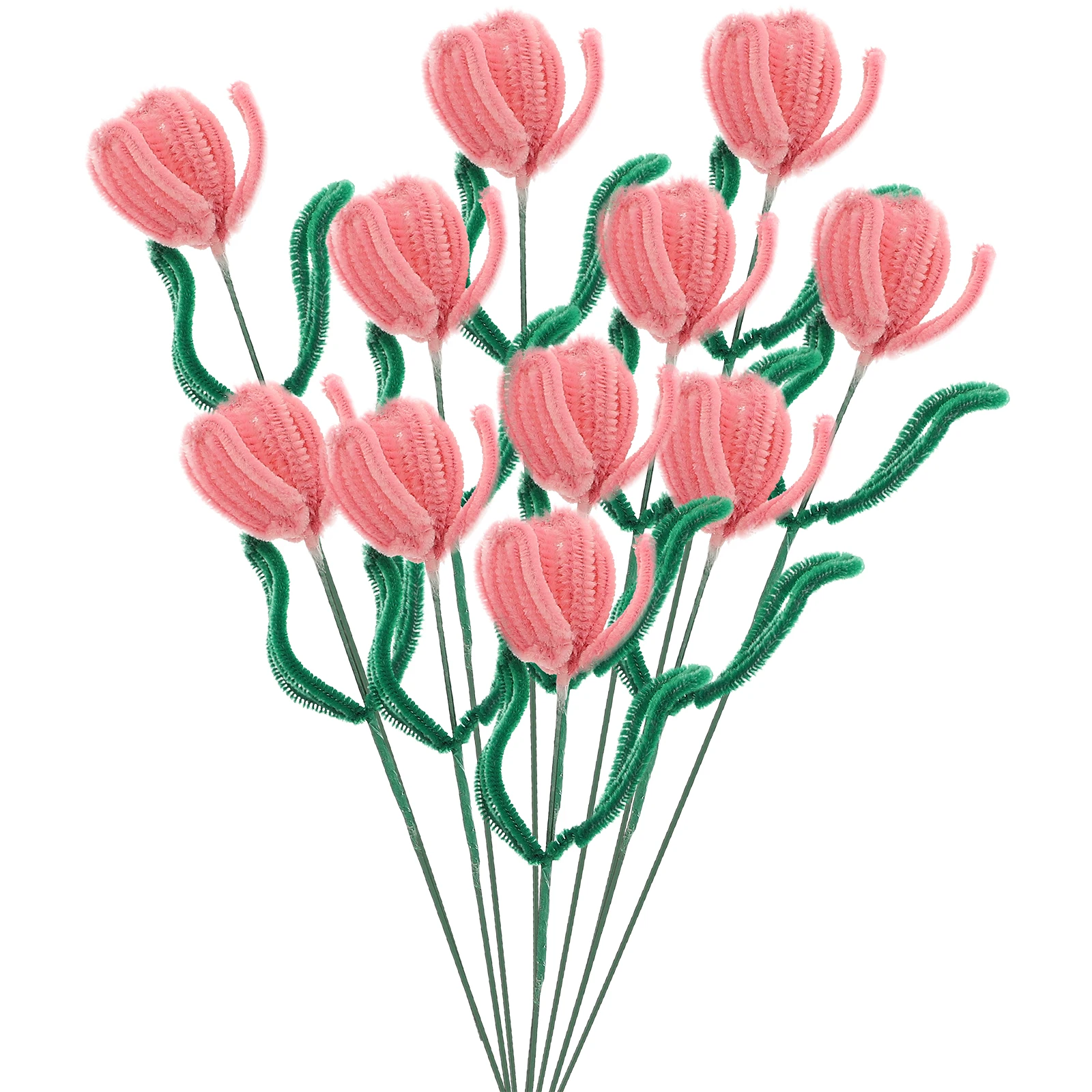 

H made DIY Tulip Bouquet Craft Material Polyester Chenille Stems Twist Stick Bulk Making Supplies