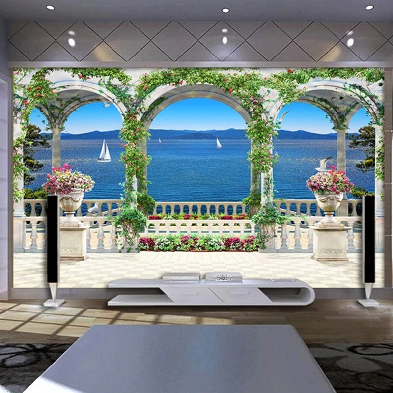 Customized Photo Wallpaper 3D Seaside Scenery Mural Bedroom Restaurant Flowers Living room sofa TV background wall study Hotel