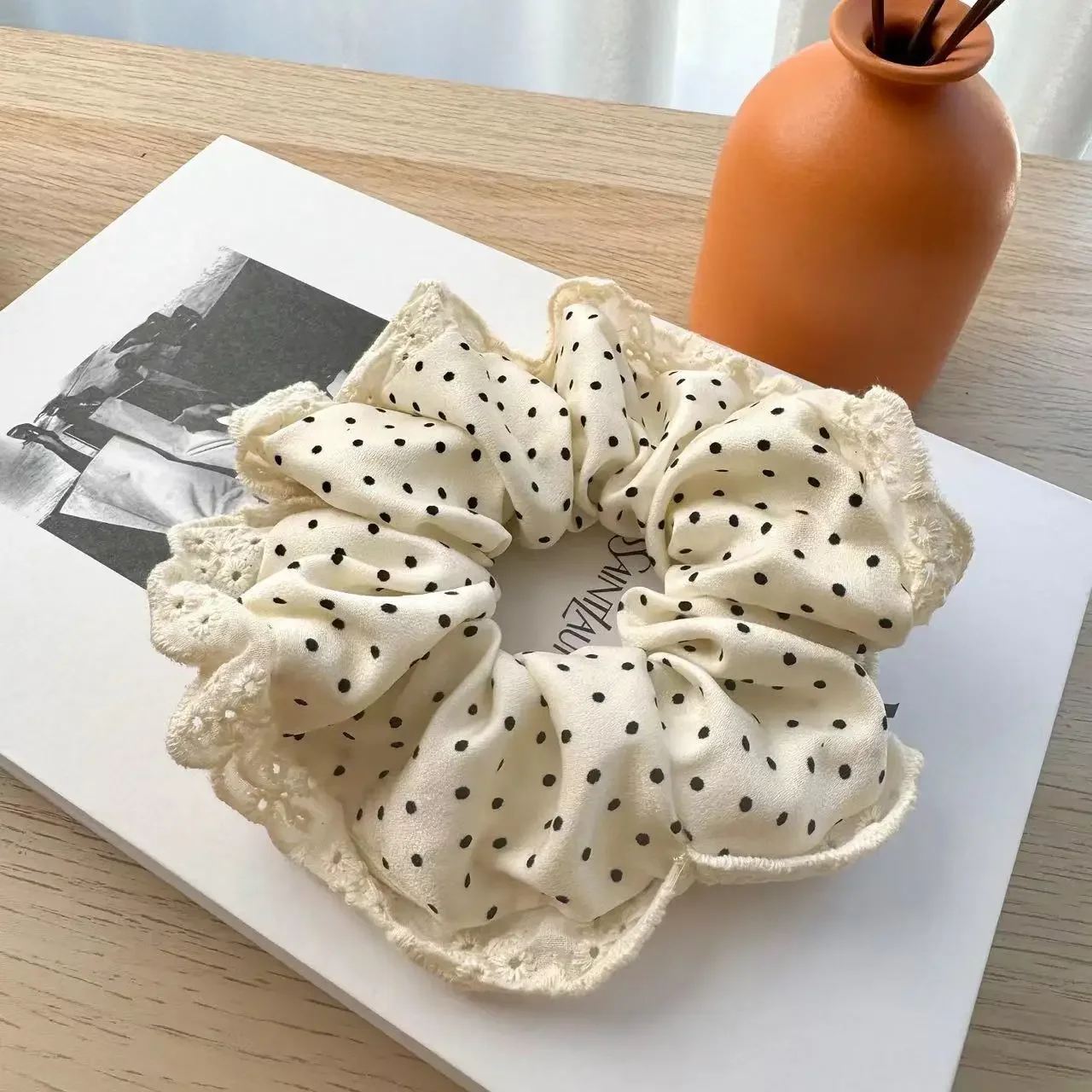 

Black and White Dot Hair Scrunchies for Girls and Women