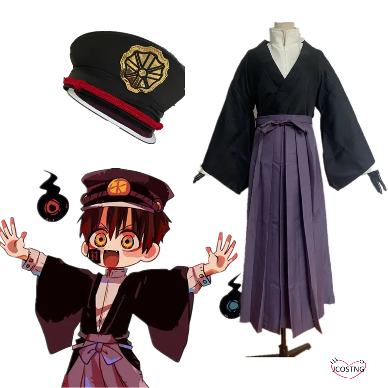 Anime przebranie na karnawał do toalety Hanako-kun Hakama Pant Kendo kostium Cosplay Tsukasa Yugi samurajskie Kimono zestaw męski damski strój